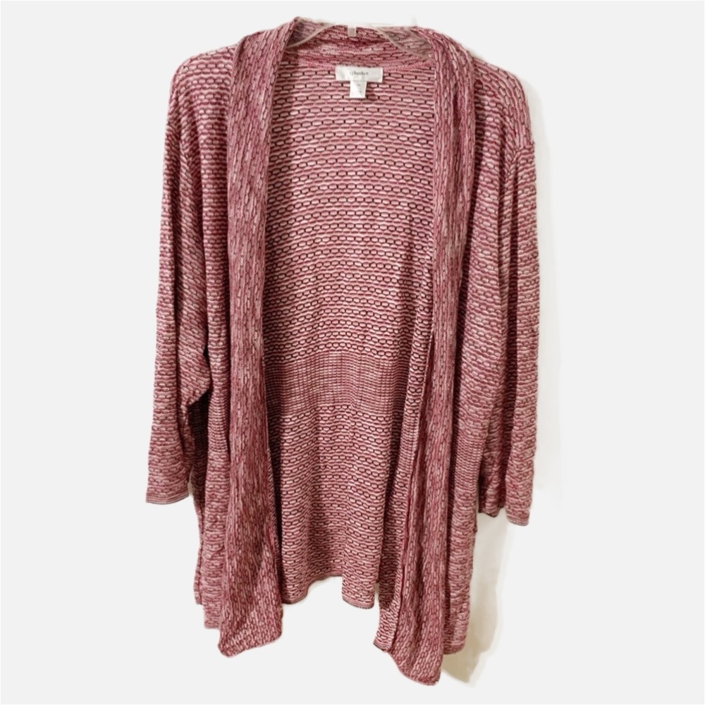 cj banks Shawl CollarThree Quarter Sleeves Open Front Cardigan Sweater 🩷🖤🤍